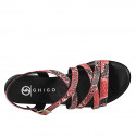 Sandales pour femmes à croiser lanières en cuir imprimé rouge et talon 2 - Pointures disponibles:  32, 33, 34, 42, 43, 44, 45, 46