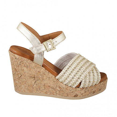 Women's sandal in white leather and...