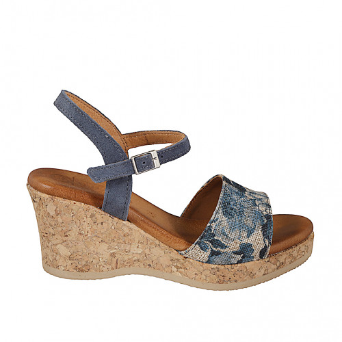 Damensandale aus blauem Wildleder und...