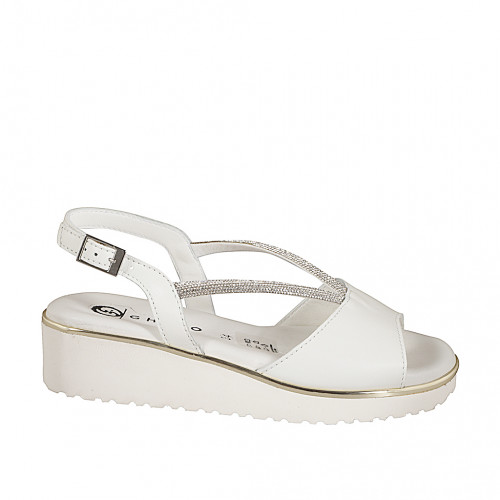 Sandales pour femmes en cuir blanc et...