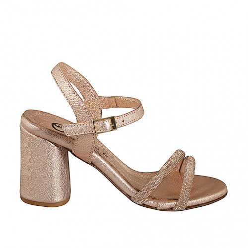 Sandales pour femmes en cuir lamé or...