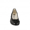 Ballerina da donna a punta tonda con puntale e fiocco in pelle nera tacco 2 - Misure disponibili: 32, 33, 35, 42, 43, 44, 45