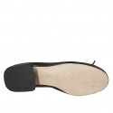 Ballerina da donna a punta tonda con puntale e fiocco in pelle nera tacco 2 - Misure disponibili: 32, 33, 35, 42, 43, 44, 45