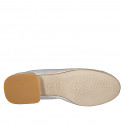 Ballerina da donna a punta tonda con puntale e fiocco in pelle laminata argento tacco 2 - Misure disponibili: 33, 34, 35, 42, 43, 44, 45, 46