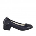 Ballerina da donna a punta tonda con puntale e fiocco in pelle blu tacco 4 - Misure disponibili: 32, 42, 43, 44, 45, 46