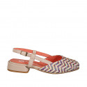 Slingback pour femmes avec bout arrondi en cuir nue et  tissu raphia multicolore, talon 2 - Pointures disponibles:  33, 34, 35, 42, 43, 44, 45, 46