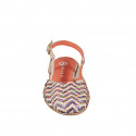 Slingback pour femmes avec bout arrondi en cuir nue et  tissu raphia multicolore, talon 2 - Pointures disponibles:  33, 34, 35, 42, 43, 44, 45, 46