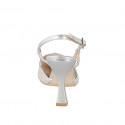 Woman’s pointy slingback in shiny silver fabric and silver laminated leather heel 9 - Available sizes:  31, 32, 33, 34, 42, 43, 44, 45