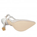 Woman’s pointy slingback in shiny silver fabric and silver laminated leather heel 9 - Available sizes:  31, 32, 33, 34, 42, 43, 44, 45