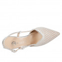 Woman’s pointy slingback in shiny silver fabric and silver laminated leather heel 9 - Available sizes:  31, 32, 33, 34, 42, 43, 44, 45