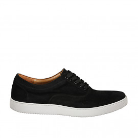 neaker con cordones para hombre en gamuza negra - Tallas disponibles:  46, 47, 48, 49, 50, 51, 52