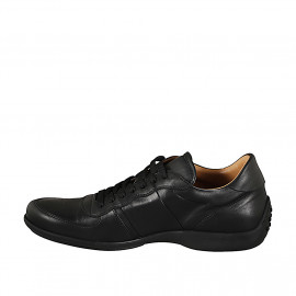 Sneaker stringata da uomo in pelle nera - Misure disponibili: 46, 47, 48, 49, 50, 51, 52 2