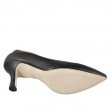 Decolté a punta da donna con plantare in memory foam in pelle nera tacco 7 - Misure disponibili: 32, 33, 34, 35, 43, 45