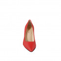 Decolté a punta da donna con plantare in memory foam in pelle rosso tacco 7 - Misure disponibili: 32, 33, 34, 35, 42, 43, 44, 45