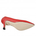 Dècolleté a punta da donna con plantare in memory foam in pelle rosso tacco 7 - Misure disponibili: 32, 33, 34, 35, 42, 43, 44, 45