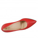 Decolté a punta da donna con plantare in memory foam in pelle rosso tacco 7 - Misure disponibili: 32, 33, 34, 35, 42, 43, 44, 45