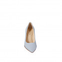 Decolté a punta da donna con plantare in memory foam in pelle celeste tacco 7 - Misure disponibili: 32, 33, 34, 35, 42, 43, 44, 45