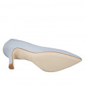 Décolleté a punta da donna con plantare in memory foam in pelle celeste tacco 7 - Misure disponibili: 32, 33, 34, 35, 42, 43, 44, 45