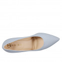Décolleté a punta da donna con plantare in memory foam in pelle celeste tacco 7 - Misure disponibili: 32, 33, 34, 35, 42, 43, 44, 45