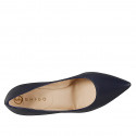 Décolleté a punta da donna con plantare in memory foam in pelle blu tacco 7 - Misure disponibili: 33, 34, 42, 43, 44, 45