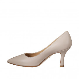 Decolté a punta da donna con plantare in memory foam in pelle sabbia tacco 7 - Misure disponibili: 32, 33, 34, 35, 42, 43, 44, 45 2