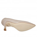 Décolleté a punta da donna con plantare in memory foam in pelle sabbia tacco 7 - Misure disponibili: 32, 33, 34, 35, 42, 43, 44, 45