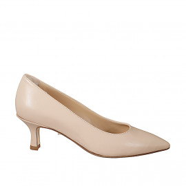 Décolleté a punta da donna con plantare in memory foam in pelle nude tacco 5 - Misure disponibili: 32, 34, 35, 42, 43, 44, 45