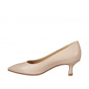 Décolleté a punta da donna con plantare in memory foam in pelle nude tacco 5 - Misure disponibili: 32, 34, 35, 42, 43, 44, 45