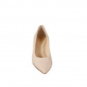 Décolleté a punta da donna con plantare in memory foam in pelle nude tacco 5 - Misure disponibili: 32, 34, 35, 42, 43, 44, 45