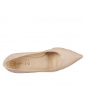 Decolté a punta da donna con plantare in memory foam in pelle nude tacco 5 - Misure disponibili: 32, 33, 34, 35, 42, 43, 44, 45
