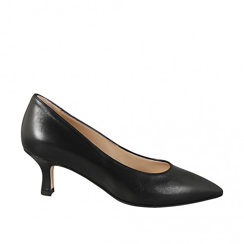 Escarpin à bout pointu pour femmes avec semelle intérieure en mousse à mémoire de forme en cuir noir avec talon 5 - Pointures disponibles:  34, 35, 43, 44