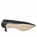 Decolté a punta da donna con plantare in memory foam in pelle nera tacco 5 - Misure disponibili: 33, 34, 35, 42, 43, 44, 45
