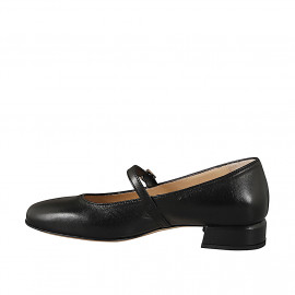 Mary Jane ballerines pour femmes à bout carré en cuir noir avec talon 3 - Pointures disponibles:  32, 33, 35, 42, 43, 44, 45 2