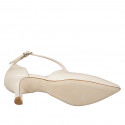 Décolleté da donna a punta sfilata con cinturini incrociati in pelle avorio e tacco 5 - Misure disponibili: 32, 33, 34, 35, 42, 43, 44, 45