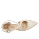 Décolleté da donna a punta sfilata con cinturini incrociati in pelle avorio e tacco 5 - Misure disponibili: 32, 33, 34, 35, 42, 43, 44, 45