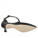 Décolleté da donna a punta sfilata con cinturini incrociati in pelle nero e tacco 5 - Misure disponibili: 32, 33, 34, 35, 42, 43, 44, 45