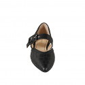 Zapato abierto a punta para mujer con hebilla en piel imprimida de color negro con tacón 2 - Tallas disponibles:  32, 33, 34, 35, 42, 43, 44, 45