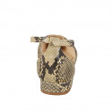 Woman's pointy open shoe with ankle strap in beige printed leather with heel 2 - Available sizes:  32, 33, 34, 35, 42, 43, 44, 45