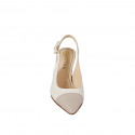 Woman’s pointy slingback in ivory leather, captoe and heel in nude leather with heel 7 - Available sizes:  32, 33, 34, 35, 42, 43, 44, 45