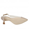 Slingback à bout pointu pour femmes en cuir ivoire avec bout droit et talon en cuir nude et talon 7 - Pointures disponibles:  32, 33, 34, 35, 42, 43, 44, 45