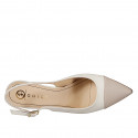 Woman’s pointy slingback in ivory leather, captoe and heel in nude leather with heel 7 - Available sizes:  32, 33, 34, 35, 42, 43, 44, 45