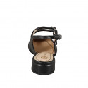 Woman's squared-tip Slingback in Mary Jane style with double straps in black leather and heel 3 - Available sizes:  32, 33, 34, 35, 42, 43, 44, 45