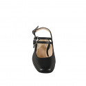 Slingback à bout droit pour femmes style Mary Jane avec double courroie en cuir noir et talon 3 - Pointures disponibles:  32, 33, 34, 35, 42, 43, 44, 45