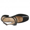Slingback à bout droit pour femmes style Mary Jane avec double courroie en cuir noir et talon 3 - Pointures disponibles:  32, 33, 34, 35, 42, 43, 44, 45
