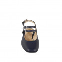 Slingback a punta squadrata da donna stile Mary Jane con doppio cinturini in pelle blu e tacco 3 - Misure disponibili: 32, 33, 34, 42, 43, 44, 45