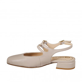 Slingback a punta squadrata da donna stile Mary Jane con doppio cinturini in pelle nera e tacco 3 - Misure disponibili: 32, 33, 34, 35, 42, 43, 44, 45 2