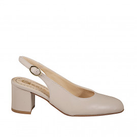 Zapato destalonado a punta redonda para mujer sin adornos en piel de color nude con tacón 6 - Tallas disponibles:  32, 33, 34, 35, 42, 43, 44, 45
