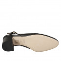 Slingback à bout rondu pour femmes en cuir noir sans ornements et talon 6 - Pointures disponibles:  32, 33, 34, 35, 42, 43, 44, 45