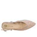 Slingback a punta senza ornamenti da donna in camoscio taupe con tacco 2 - Misure disponibili: 32, 33, 34, 35, 42, 43, 44, 45