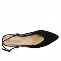 Zapato destalonado a punta para mujer sin adornos en gamuza de color negro con tacón 2 - Tallas disponibles:  32, 33, 34, 35, 42, 43, 44, 45
